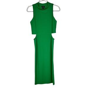 TopShop Midi Dress Cutout Sleeveless Stretch 4 Green Overlay